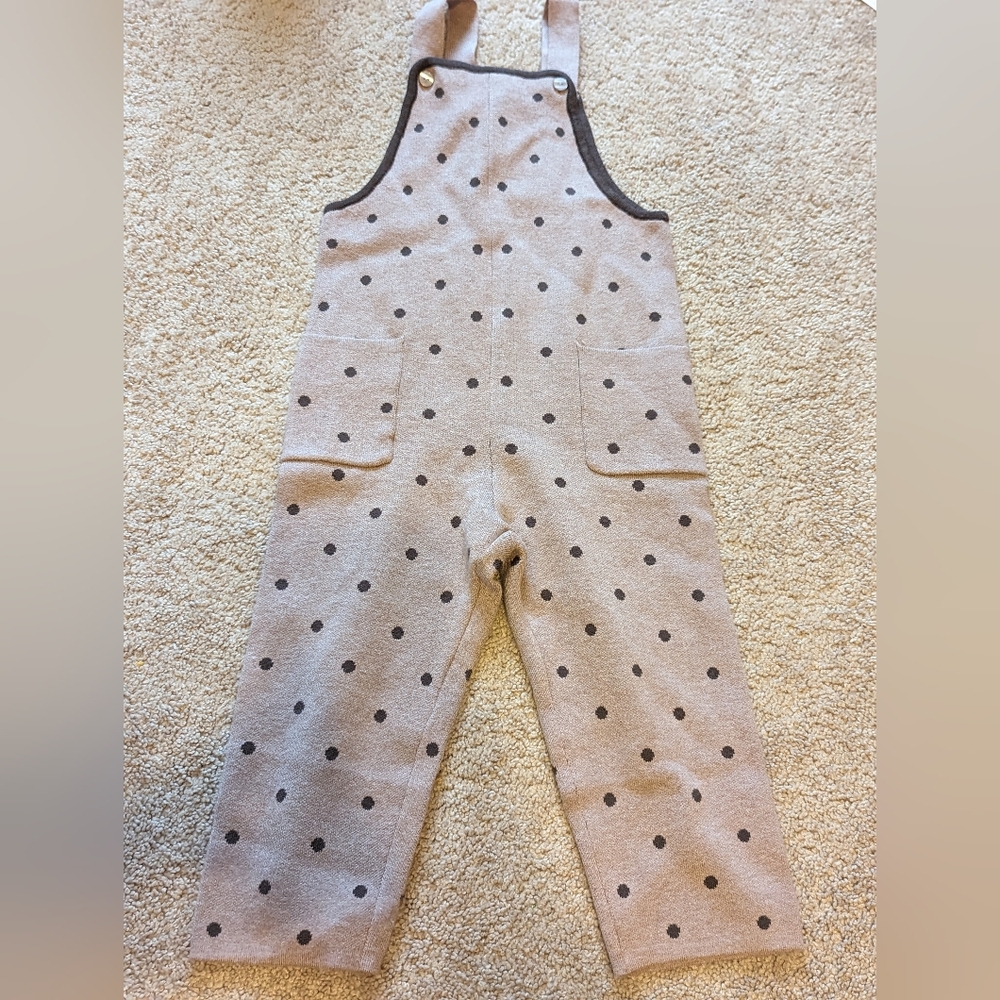 Zara kids knit polka dot bib overalls toddler